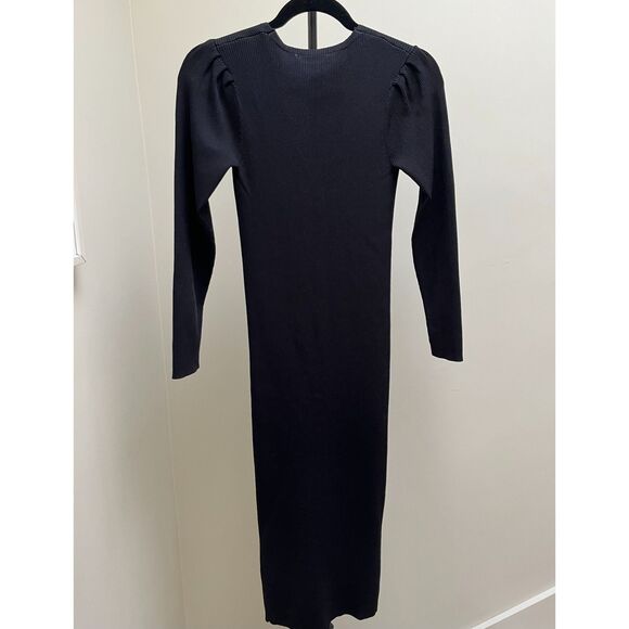 Zara Ribbed Midi Sweater Dress NWT Medium - Pearl buttons NEW w Tags - Picture 4 of 5